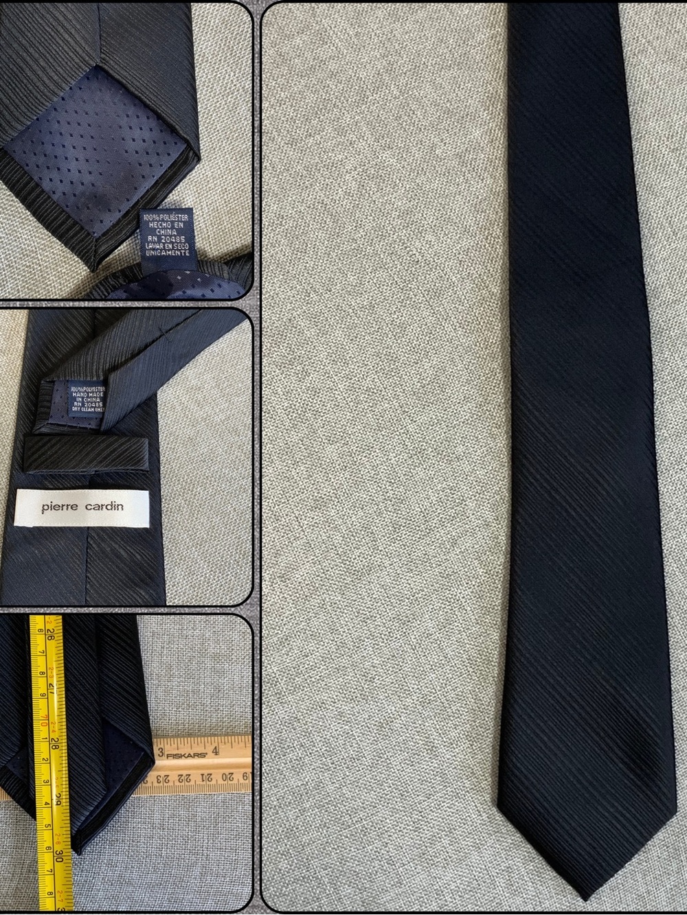Pierre Cardin Black Tonal Stripe Narrow Tie